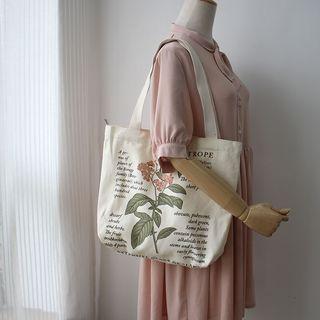 Floral Graphic Canvas Tote Bag