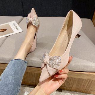 Rhinestone Bow Pointed-toe Pumps