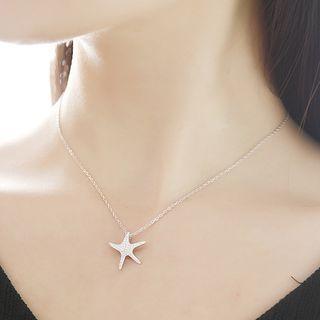 Rhinestone Star Necklace Silver - One Size