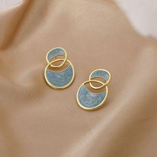 Geometric Circle Cutout Stud Earring Blue - One Size