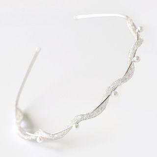 Beaded Headband Headband - Silver - One Size