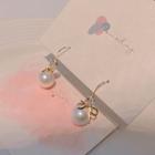 Faux Pearl Rhinestone Alloy Dangle Earring E4969 - 1 Pair - White & Gold - One Size