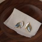 Leaf Alloy Earring 1 Pair - Gold & White & Silver - One Size
