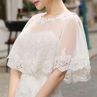 Embellished Lace Trim Wedding Capelet