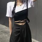 Short-sleeve Cropped T-shirt / Camisole Top / Midi Skirt