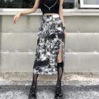 Tie-dye Slit-hem Midi A-line Skirt