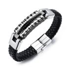 Woven Faux Leather Stainless Steel Bangle