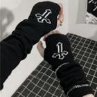 Cross Jacquard Long Gloves Black - One Size