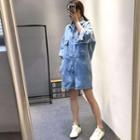 3/4 Sleeve Pocketed Denim Playsuit