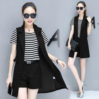 Set: Short-sleeve Striped T-shirt + Vest + Shorts