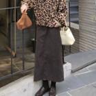 Corduroy High-waist A-line Midi Skirt