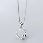925 Sterling Silver Rhinestone Hoop Pendant Necklace S925 Silver - Pendant - One Size
