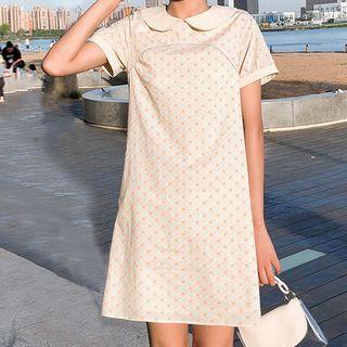 Collared Floral Print Short-sleeve Dress