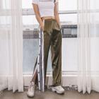 Button-side Satin Harem Pants