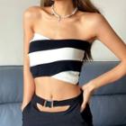 Strapless Two-tone Crop Top