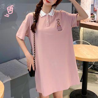 Embroidered Polo Shirt Dress