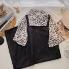 Short-sleeve Leopard Print Shirt / Midi Overall Dress