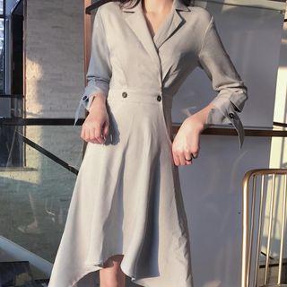 Notch Lapel 3/4 Sleeve Dress
