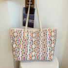 Color Block Canvas Tote Bag Red & Orange & Blue - One Size