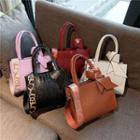 Croc Grain Lettering Tote Bag