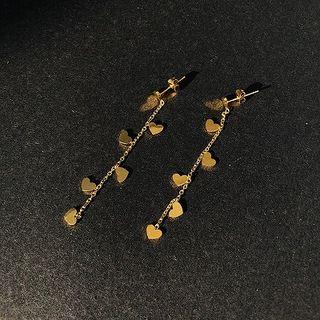 Heart Drop Earring 1 Pair - Earring - Gold - One Size