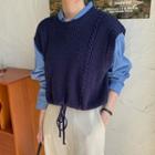 Drawcord-hem Cable-detail Knit Vest