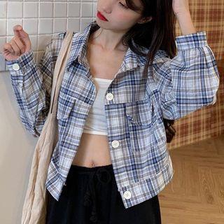 Plain Long Sleeve Crop Shirt