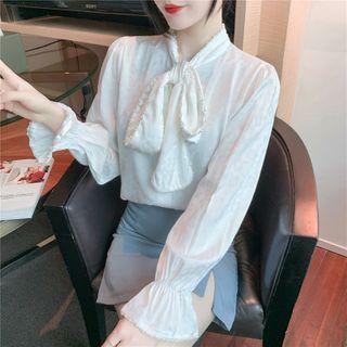 Bow-neck Beaded Blouse