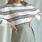 Striped 3/4-sleeve Sweater Off-white - One Size