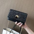 Sequined Crossbody Bag With Ball Chain Strap