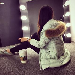 Faux Fur-trim Hooded Down Coat