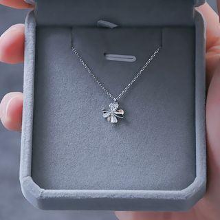925 Sterling Silver Clover Pendant Necklace Four Leaf Flower Necklace - One Size
