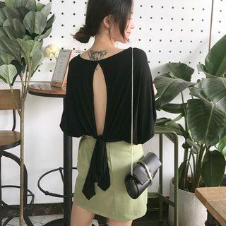 Elbow-sleeve Wrapped Top