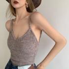 Knit Camisole Top / Slim-fit Jeans