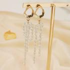 Irregular Alloy Hoop Faux Crystal Fringed Earring 1 Pair - 925 Silver Needle - As Shown In Figure - One Size