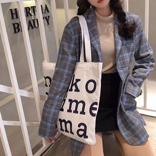 Canvas Letter Print Tote Bag