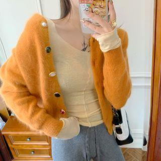 Crew-neck Knit Cardigan / Plain T-shirt