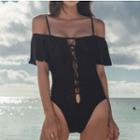 Lace Up Frilled Swimsuit
