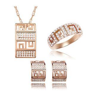 Set: Austrian Crystal Pendant Necklace + Earring + Ring