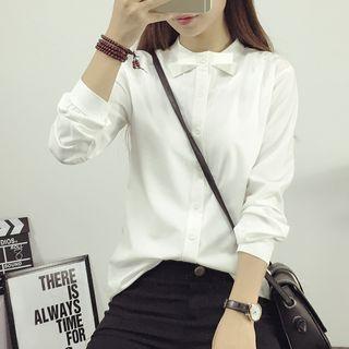 Long Sleeve Bow-accent Shirt