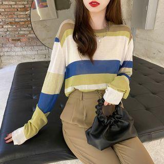 Colorblock Loose-fit Light Knit Top