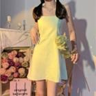 Plain A-line Mini Dress Light Green - One Size