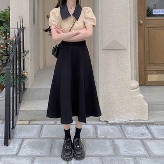 Side Slit A-line Midi Skirt