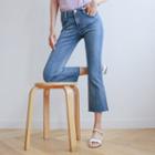 Band-waist Cropped Boot-cut Jeans