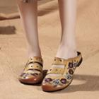 Genuine Leather Floral Embroidery Mules
