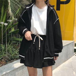 Set/ Zip Jacket + A-line Mini Skirt