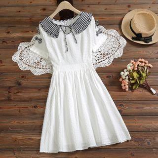 Plaid Collar Short-sleeve A-line Dress