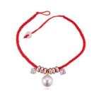 Faux Pearl Swarovski Elements Crystal Red String Bracelet 3-401 - White - One Size
