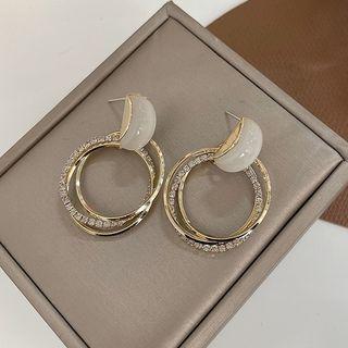 Rhinestone Hoop Alloy Dangle Earring 1 Pair - White - One Size