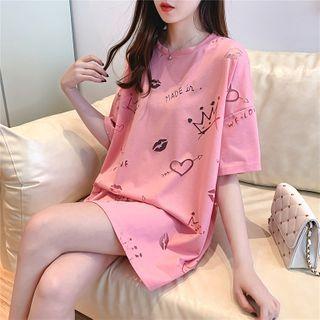 Short-sleeve See-through Panel T-shirt